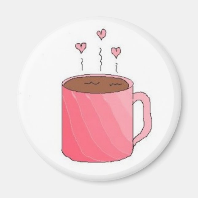 Aimant Café dans une jolie tasse rose (Devant)