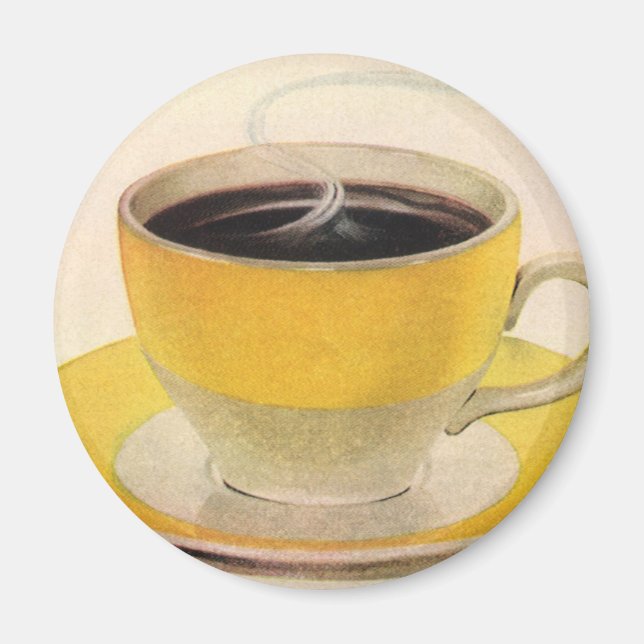 Aimant Café d'illustration vintage en Coupe Jaune (Devant)