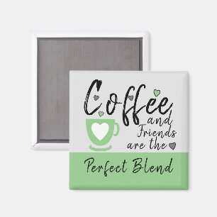 Aimant Café et amis aiment le coeur vert