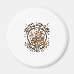 Aimant Café Et Chats Chat Café Vintage Vecteur Art T-Shir