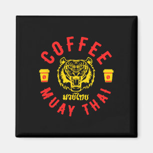 Aimant Café et Muay Thai Cadeau drôle de kickboxing MMA