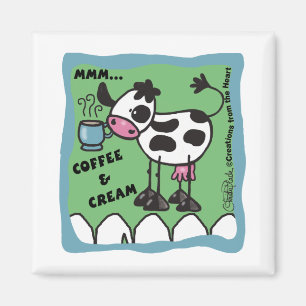 Aimant Café et vache à la crème