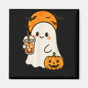 Aimant Café glacé fantôme mignon et citrouille pour Hallo