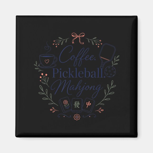 Aimant Café Pickleball Mahjong Jeu Mahj (Devant)