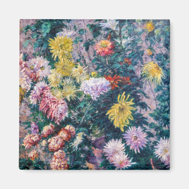 Aimant Caillebotte - Chrysanthèmes blancs et jaunes (Devant)