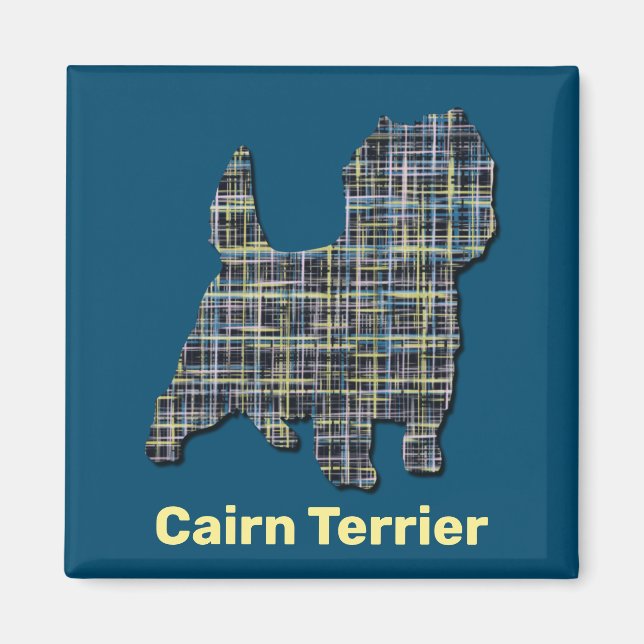 Aimant Cairn Terrier Chien jaune et ligne noire (Devant)