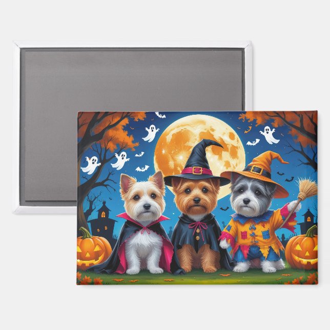 Aimant Cairn Terrier Chiens Citrouille Halloween Funny (Recto/Verso)