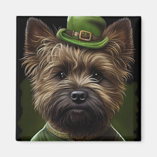 Aimant Cairn Terrier dog in St. Patrick's Day Dress