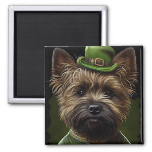 Aimant Cairn Terrier dog in St. Patrick's Day Dress