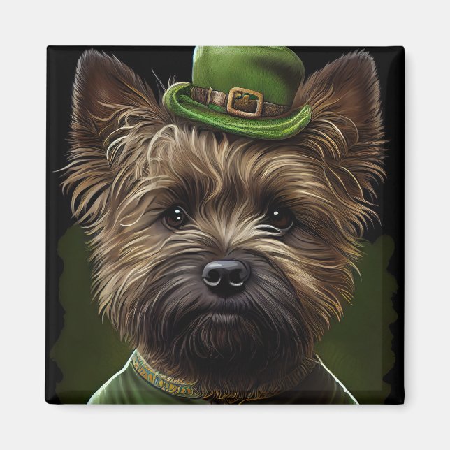 Aimant Cairn Terrier dog in St. Patrick's Day Dress (Devant)