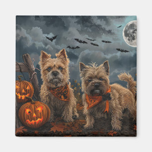 Aimant Cairn Terrier Halloween Squelettes