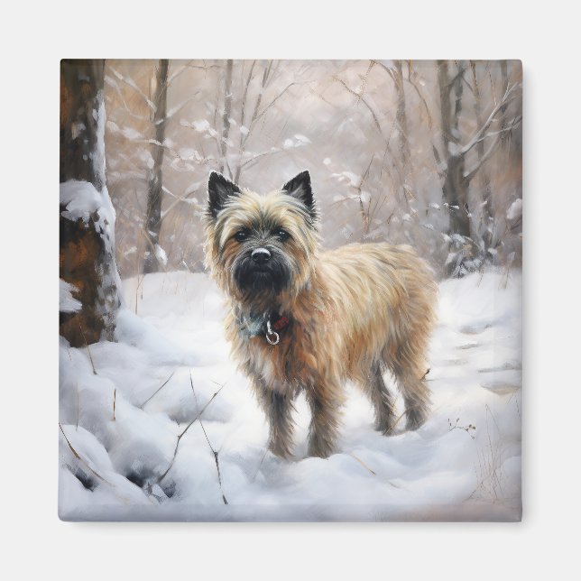 Aimant Cairn Terrier Laissez tomber la neige Noël (Devant)