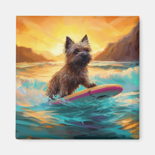 Aimant Cairn Terrier Plage Surf Peinture