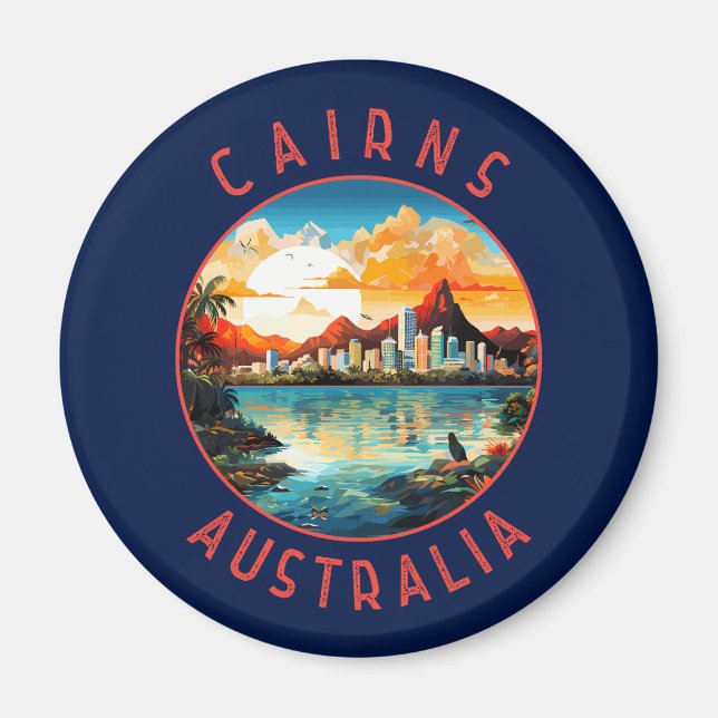 Aimant Cairns Australia Retro Cercle en détresse (Devant)