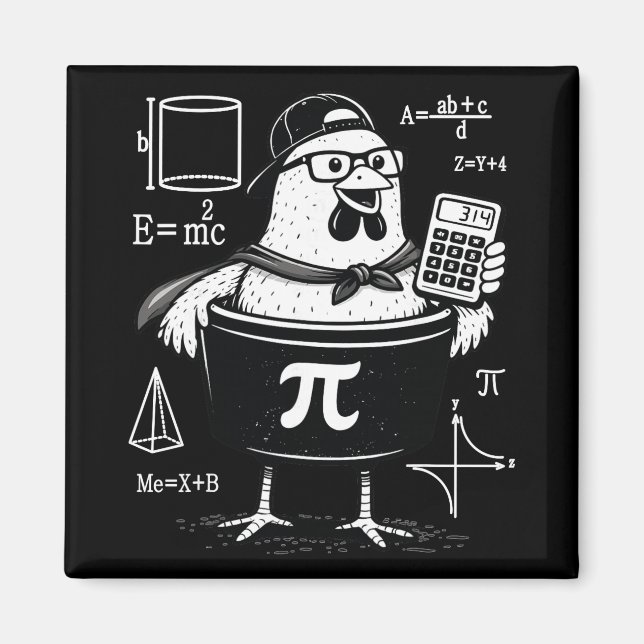 Aimant Calculatrice drôle de poulet tenant un pot Prof de (Devant)
