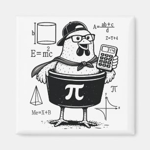 Aimant Calculatrice drôle de poulet tenant un pot Prof de