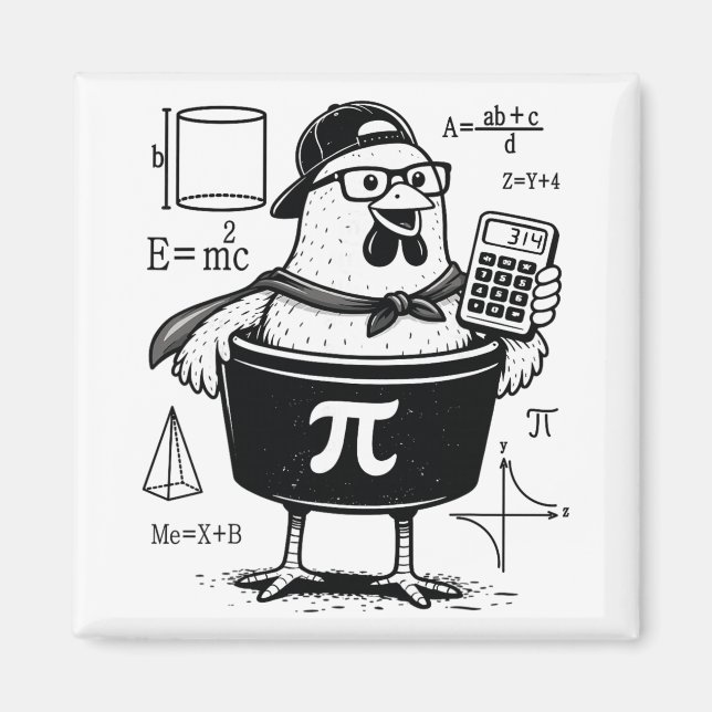 Aimant Calculatrice drôle de poulet tenant un pot Prof de (Devant)