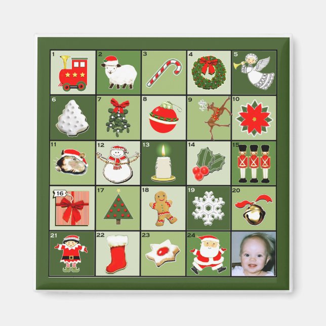 Aimant Calendrier de l'Avent photo de Noël (Devant)