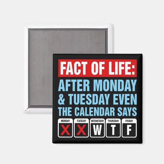 Aimant Calendrier Fact of Life dit WTF Humour (Recto/Verso)