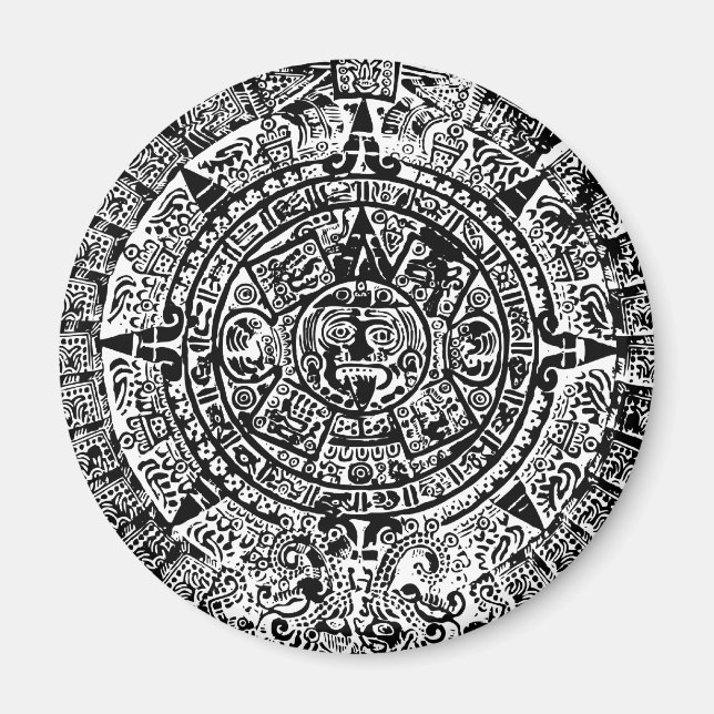 Aimant Calendrier maya noir (Devant)