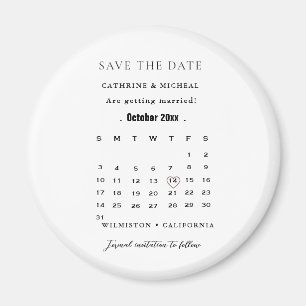 Aimant Calendrier minimaliste moderne Mariage enregistrer