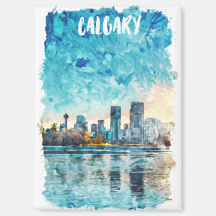 Aimant Calgary Alberta Watercolor City View