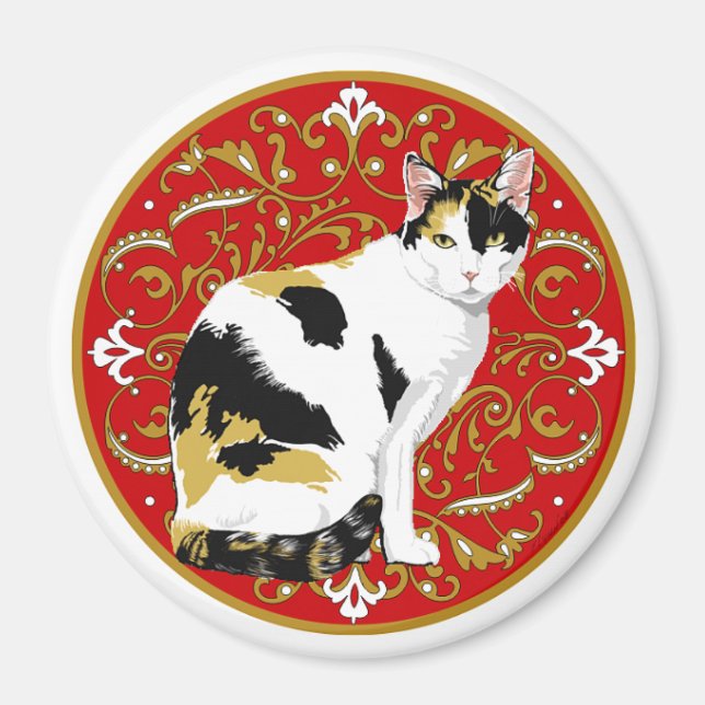 Aimant Calico Cat Baroque (Devant)