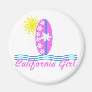 Aimant California Girl Pink Surfboard W/Sun