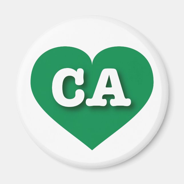 Aimant California Green Heart - J'aime CA (Devant)