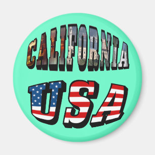 Aimant California Picture and USA Flag Text