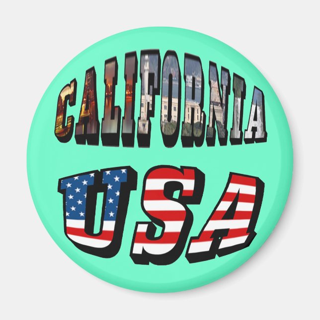 Aimant California Picture and USA Flag Text (Devant)
