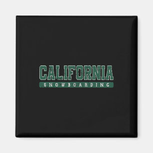 Aimant California Snowboard Green Texte Vintage