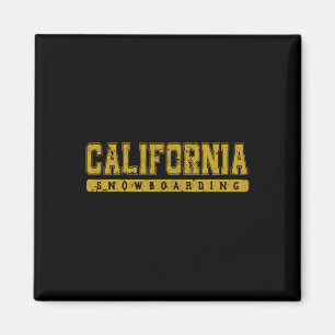 Aimant California Snowboard Yellow Vintage Text