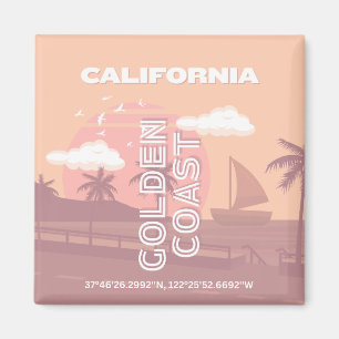 Aimant Californie, Art du voyage, Preppy, Pastel