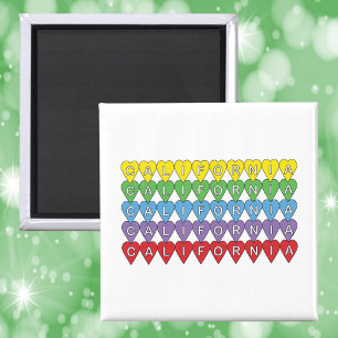 Aimant Californie États-Unis Coeurs colorés