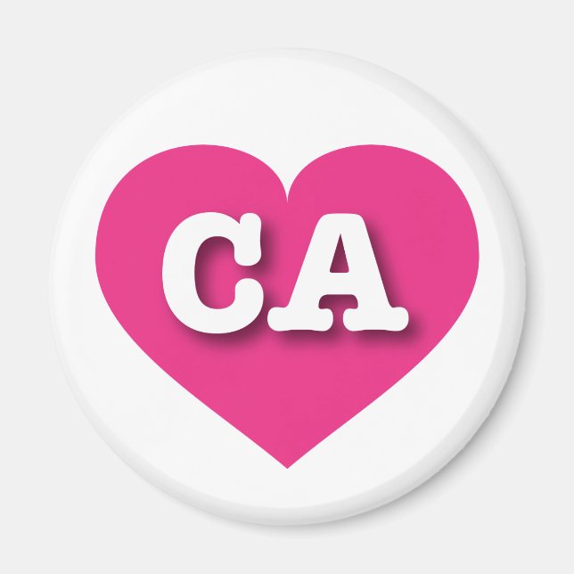 Aimant Californie Hot Pink Heart - J'aime CA (Devant)