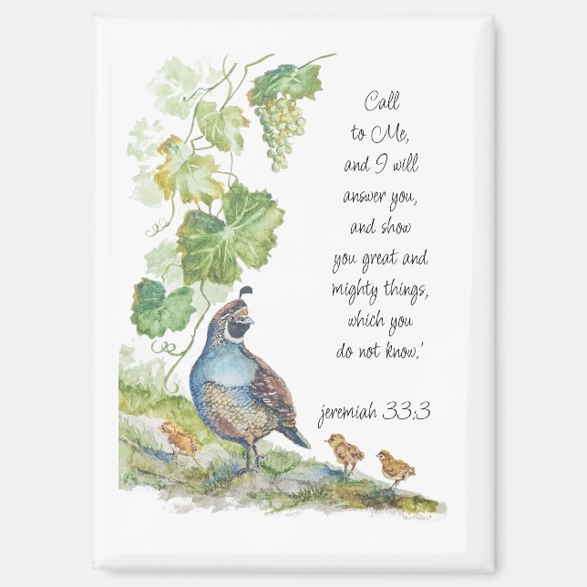 Aimant Call to Me Scripture Inspiration California Quail  (Recto)