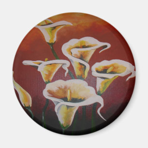 Aimant Calla Blanche Lit Des Fleurs De Coupe Artistique S