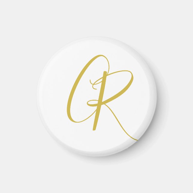 Aimant Calligraphie couleur or monogramme moderne minimal (Devant)