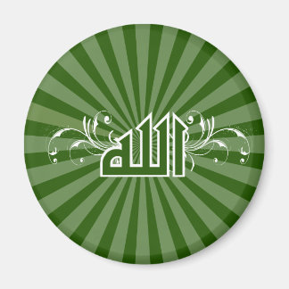 Aimant Calligraphie d'impression verte islamique Allah ai