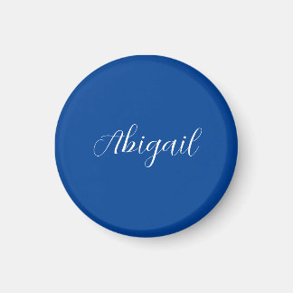 Aimant Calligraphie Elégant Bleu Blanc Plaine Nom simple