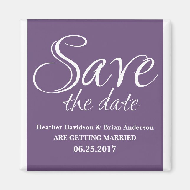 Aimant Calligraphie Enregistrer l'aimant de date, violet (Devant)