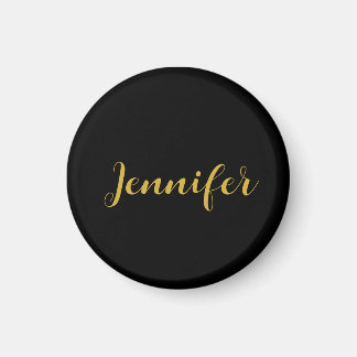 Aimant Calligraphie minimaliste moderne Nom Black Gold