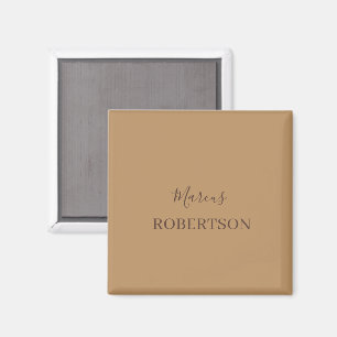 Aimant Calligraphie monogramme marron minimaliste profess