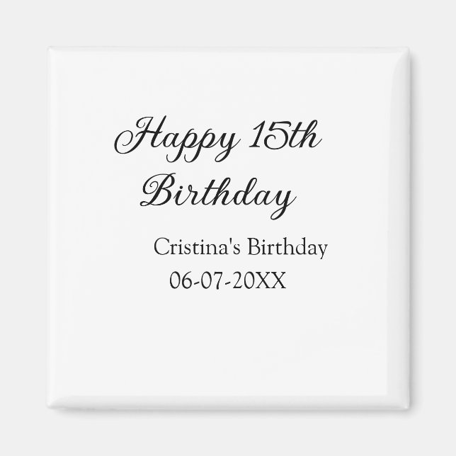 Aimant calligraphie simple minimum heureux 15e anniversai (Devant)