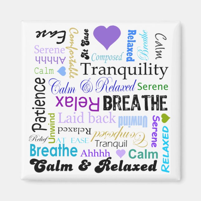 Aimant Calme et Relaxation mots positifs typographie (Devant)