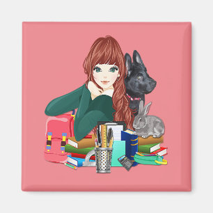 Aimant Camarades d'études scolaires Furry Friends Magnet,