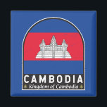 Aimant Cambodge - Emblème Distorsion Vintage<br><div class="desc">emblème en détresse du Cambodge arborant le drapeau et les armoiries.</div>
