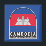 Aimant Cambodge - Emblème Distorsion Vintage<br><div class="desc">emblème en détresse du Cambodge arborant le drapeau et les armoiries.</div>