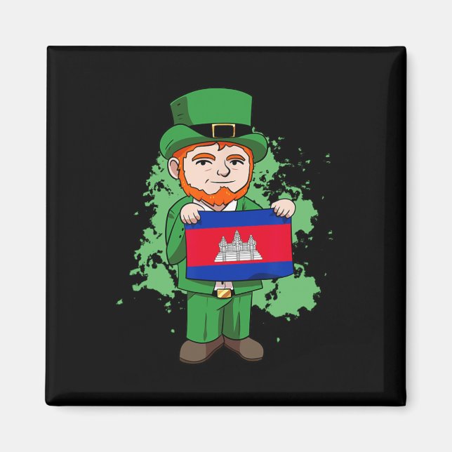 Aimant Cambodge Fier Drapeau cambodgien Saint-Patricks Da (Devant)